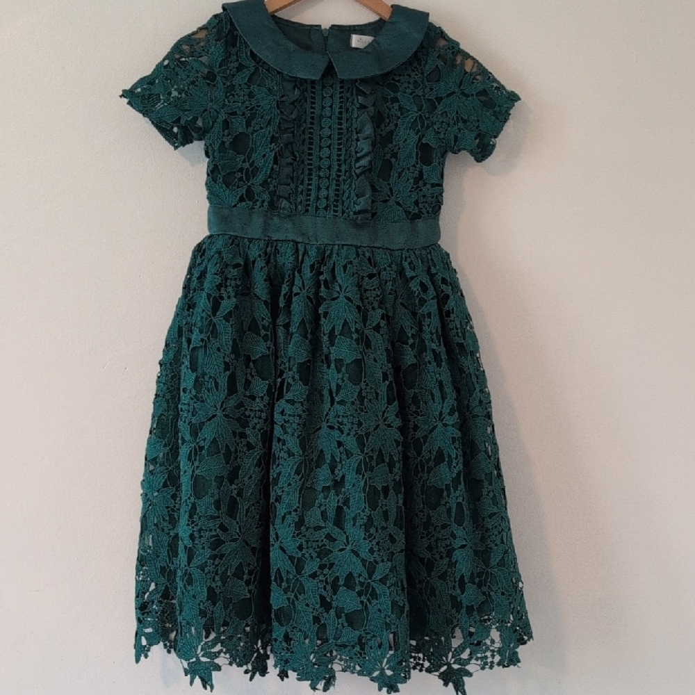 Elegant Green Lace Kids Dress